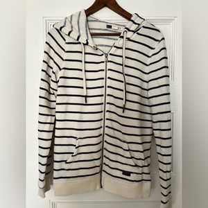 ROXY Blue Striped Zippered Hoodie Jacket Women M Medium